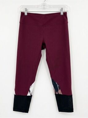 Zella Cropped Burgundy & Black Leggings